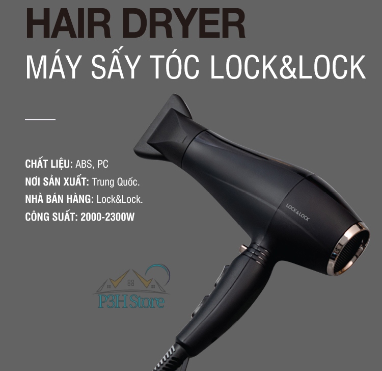 Máy Sấy Tóc Lock&Lock 2000-2300W ENA146 màu đen