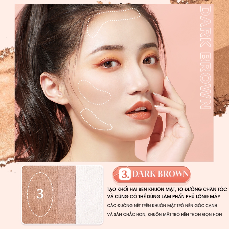 Meiking 3 tones color glitter powder and makeup matte