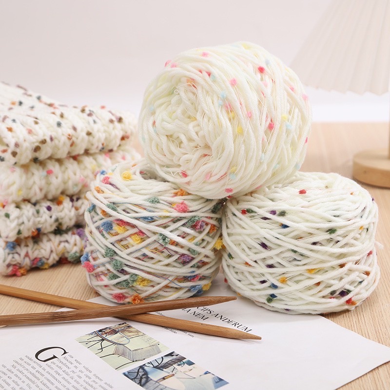 Len PomPom Dệt Kim Cuộn 100gr