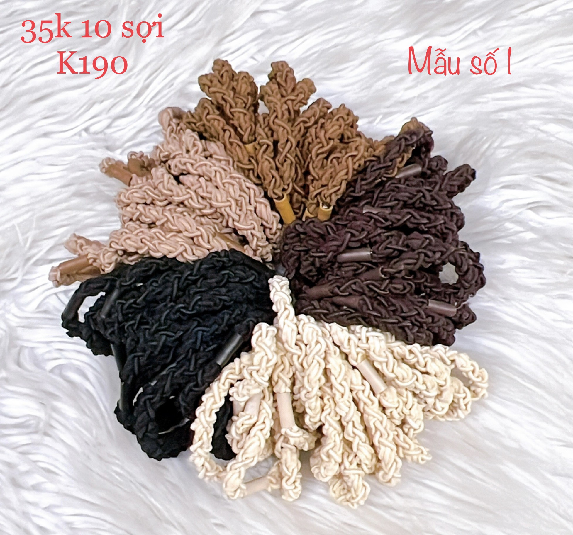 [nhiều kiểu] Set 10 sợi thun cột buộc tóc gam màu tối