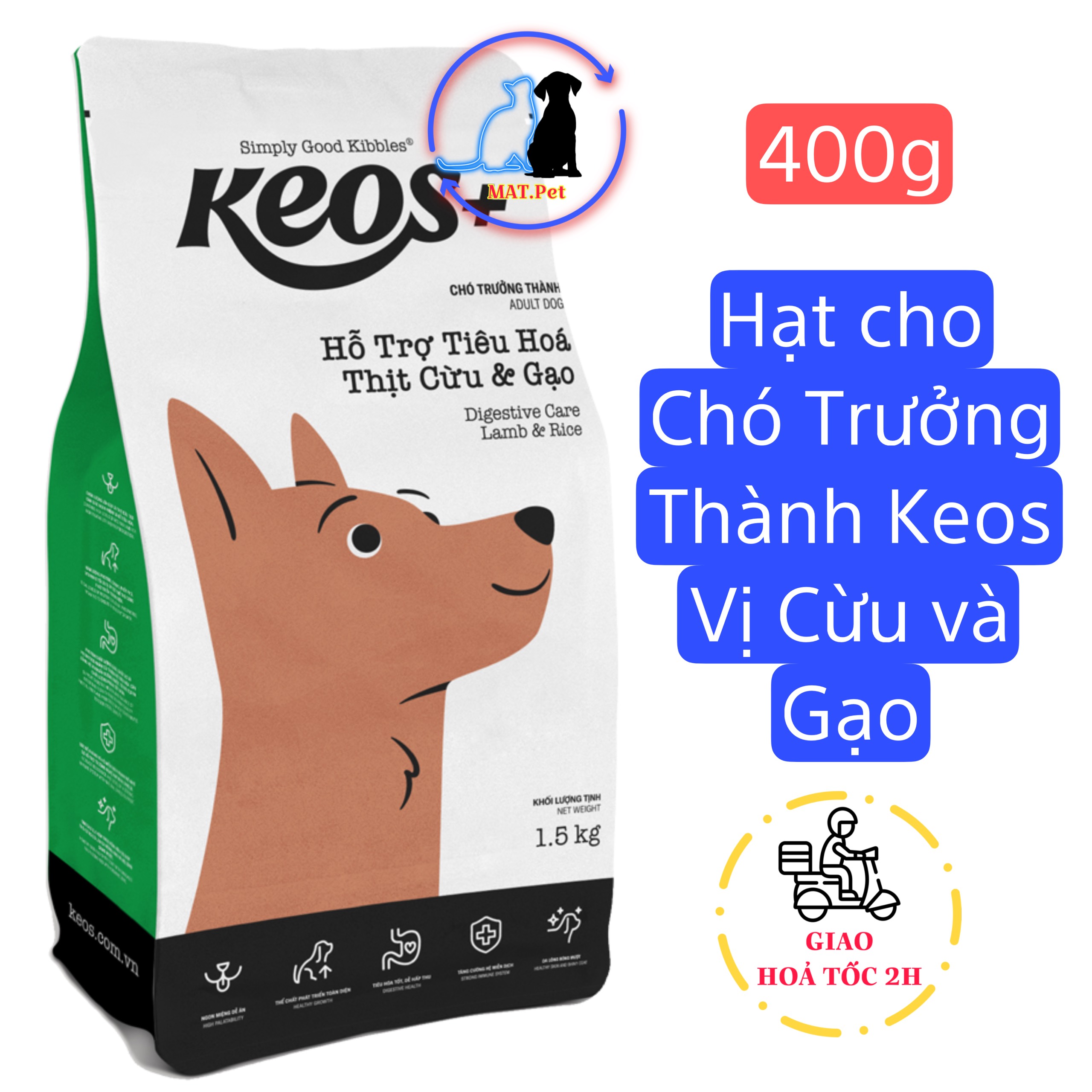 [400g] Thức Ăn Hạt Cho Chó Mọi Lứa Tuổi Keos