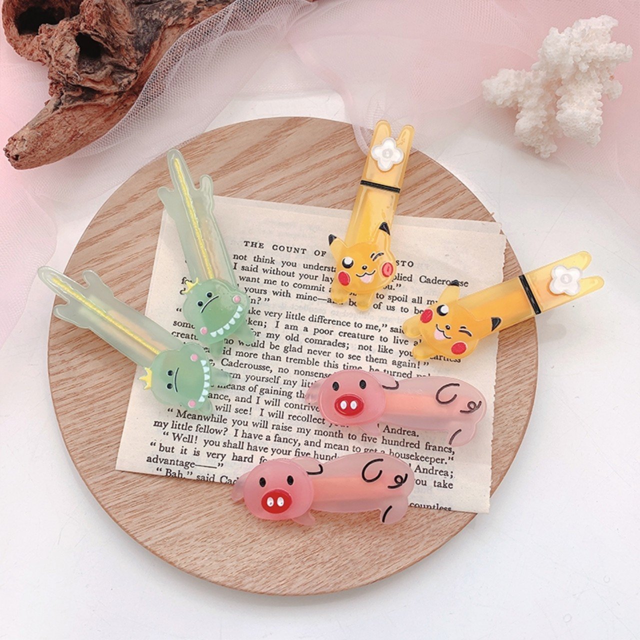 KẸP  TÓC HỌA TIẾT THÚ RESIN CARTOON