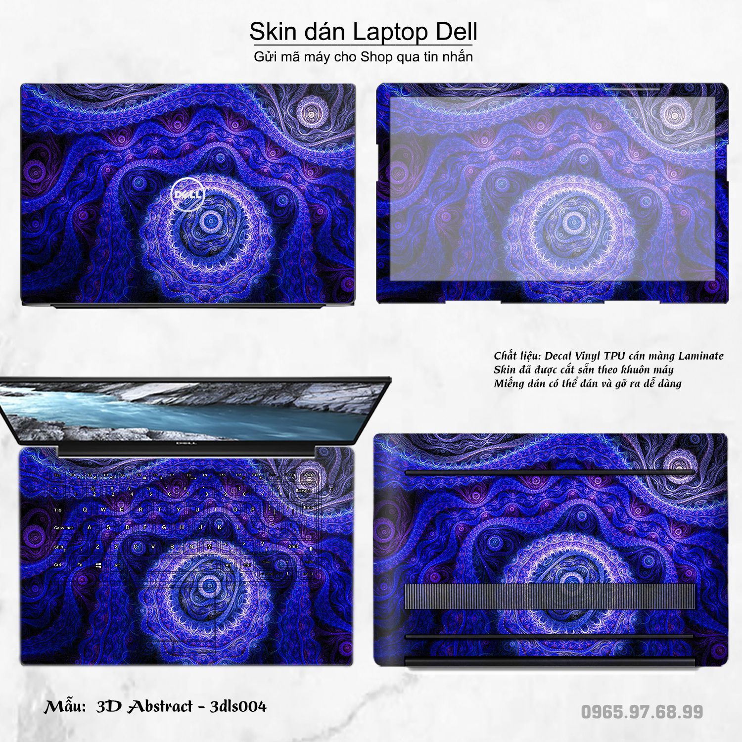Decal Skin dán Laptop Dell mẫu 3D (inbox mã máy cho shop)