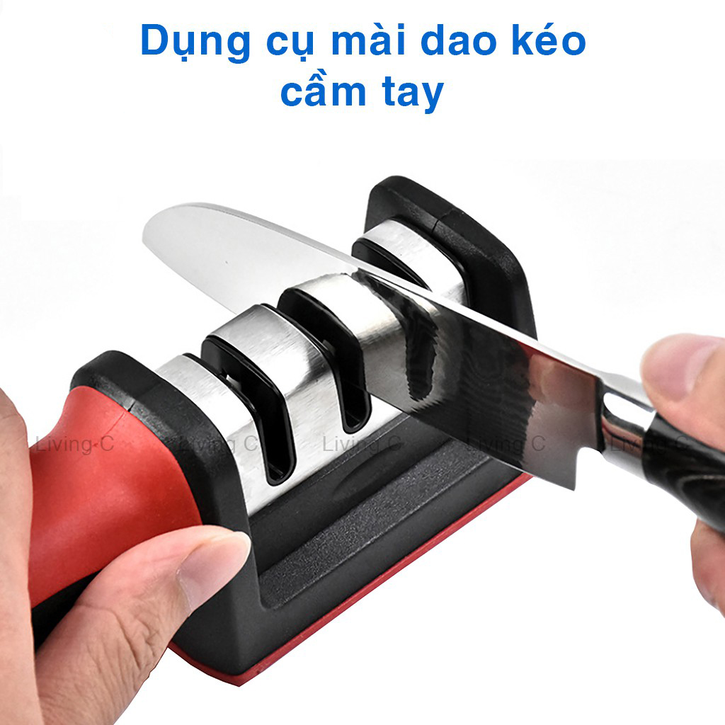 Dụng cụ mài dao 3 rãnh inox loại lớn cao cấp, Dụng cụ mài dao cầm tay chuyên nghiệp 3 rãnh inox cao cấp, máy mài dao, mai dao