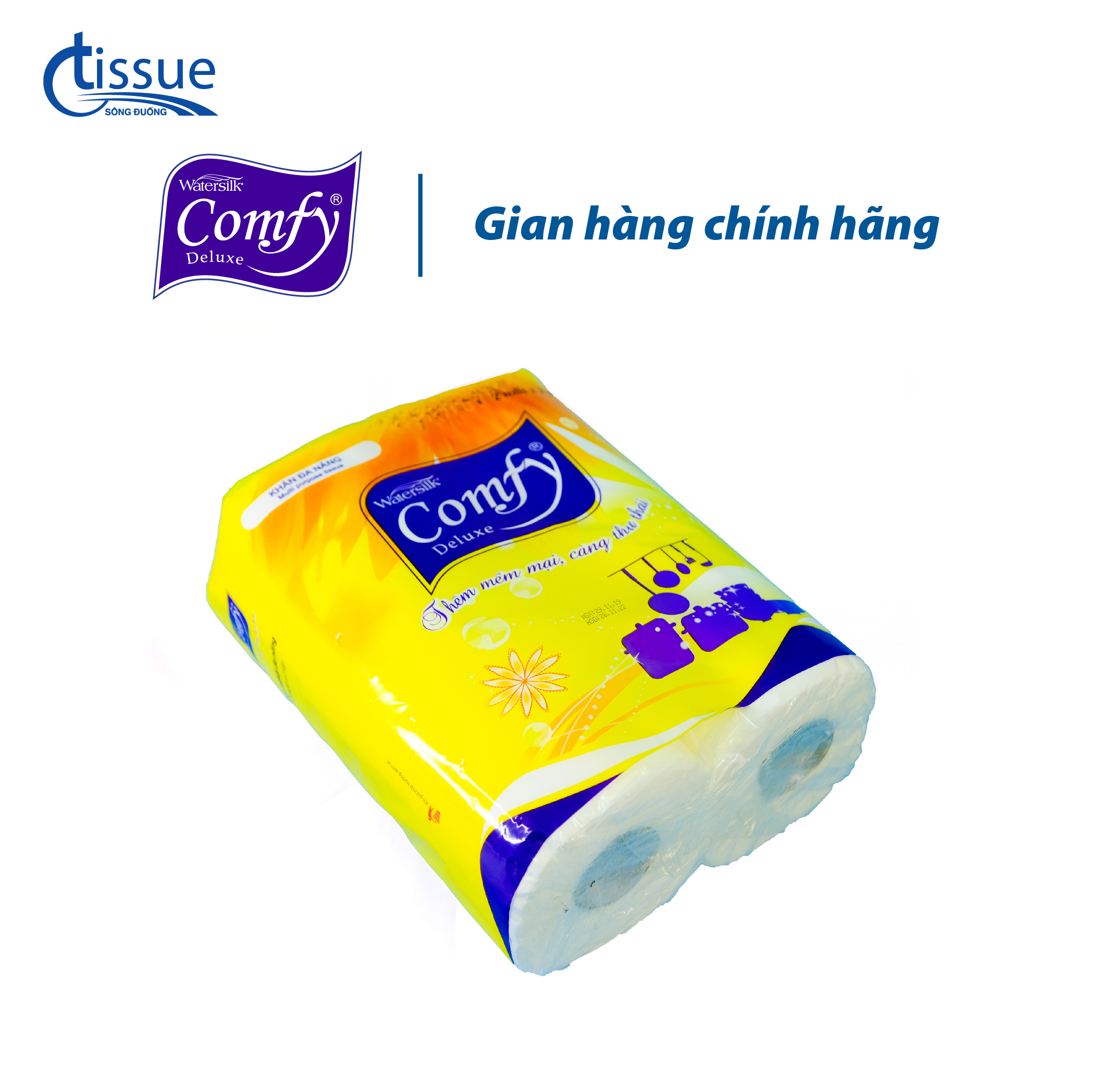 KHĂN ĐA NĂNG COMFY 2 CUỘN/GÓI, KHĂN GIẤY, GIẤY ĂN CAO CẤP