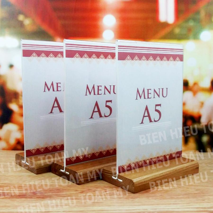 Kệ Menu A5 - standee A5 đê bàn đế gỗ