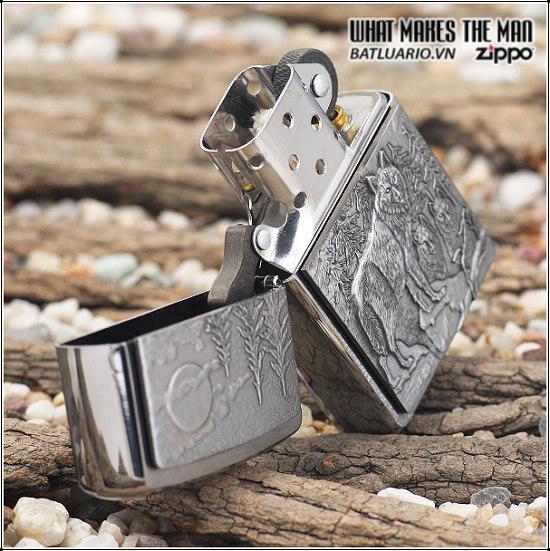 Bật lửa zippo 20855 - Bật lửa zippo Timberwolves Emblem Brushed Chrome