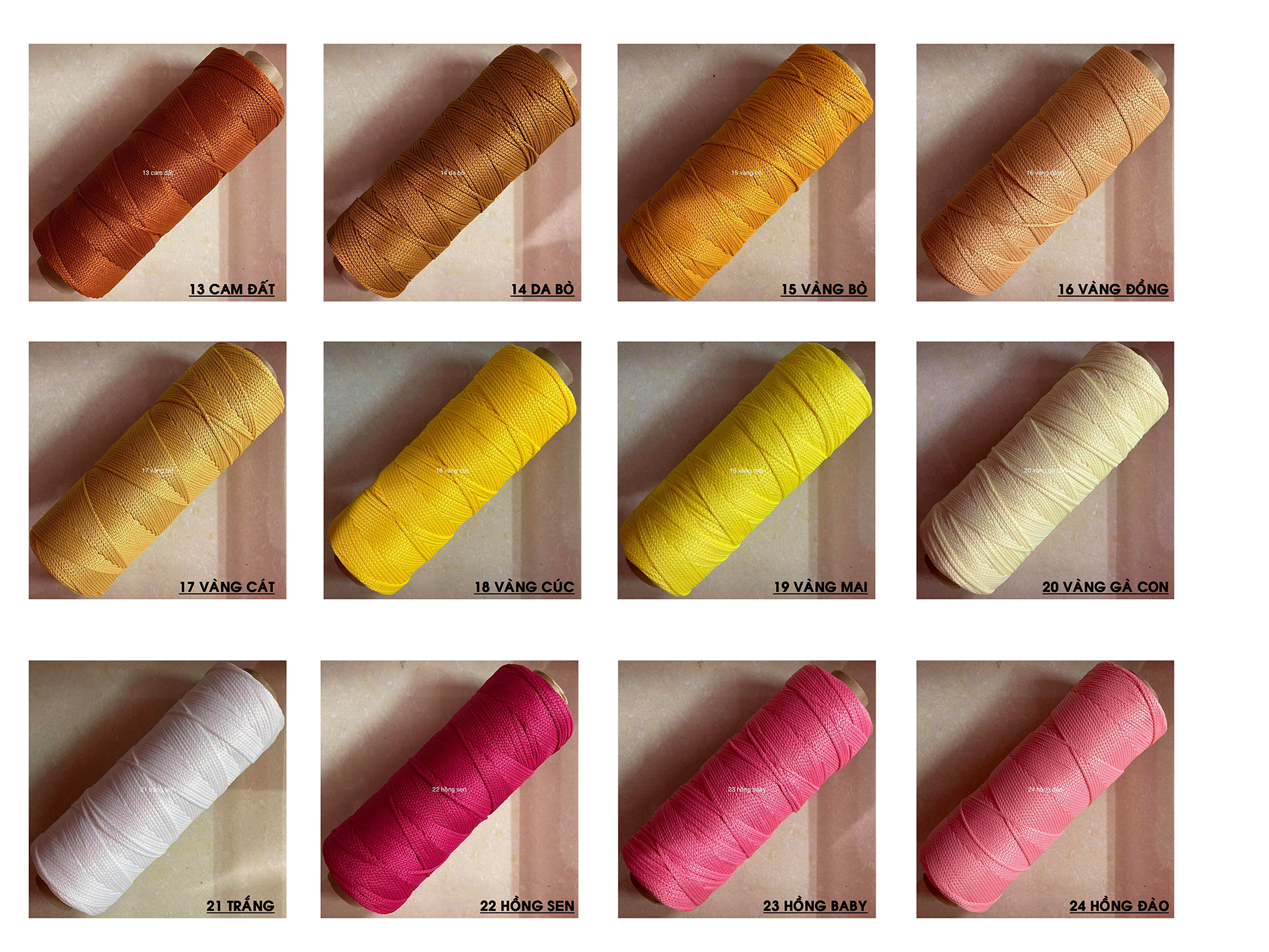 Bảng 1 -Sợi dệt trơn 2mm Craftyarn VN