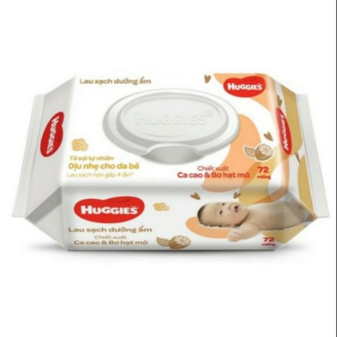 [HCM]Khăn ướt Huggies Ca Cao hộp 72 miếng