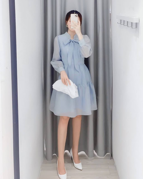 ĐẦM DỰ TIỆC BABYDOLL CỘT NƠ