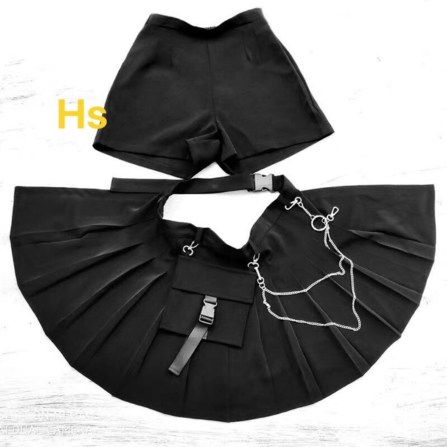 [HCM]Set chân váy kèm quần phối dây xích phong cách