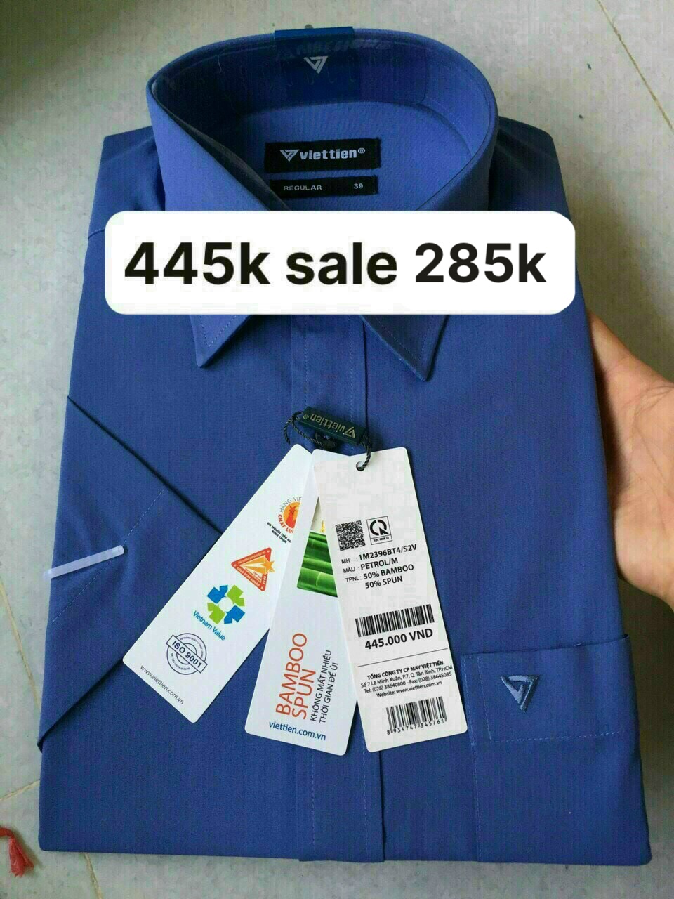 Việt tiến áo sơ mi ngắn tay giá mác 445k sale 285k