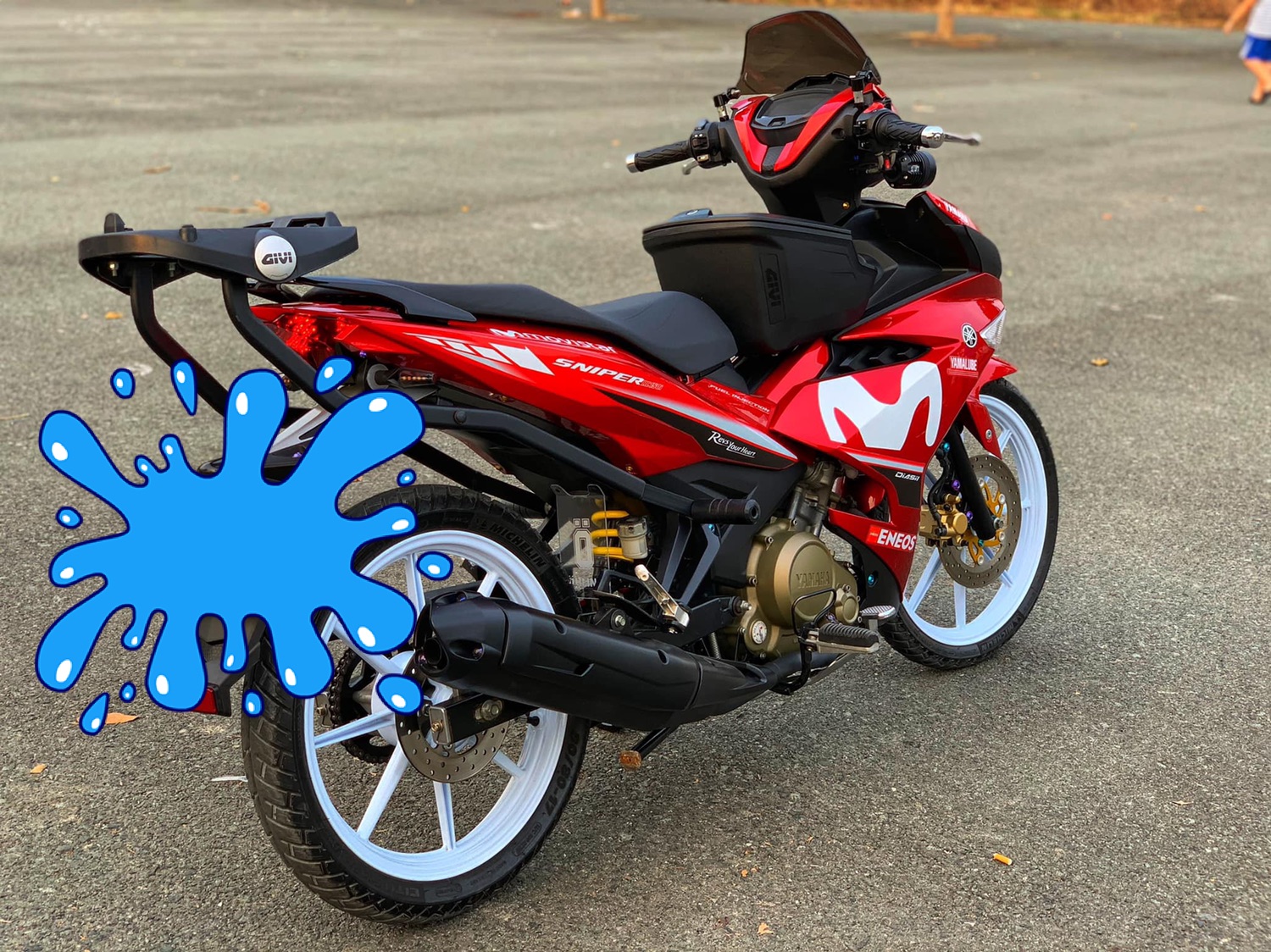 Tem rời dán xe ex 150 mẫu Movistar dán xe đỏ