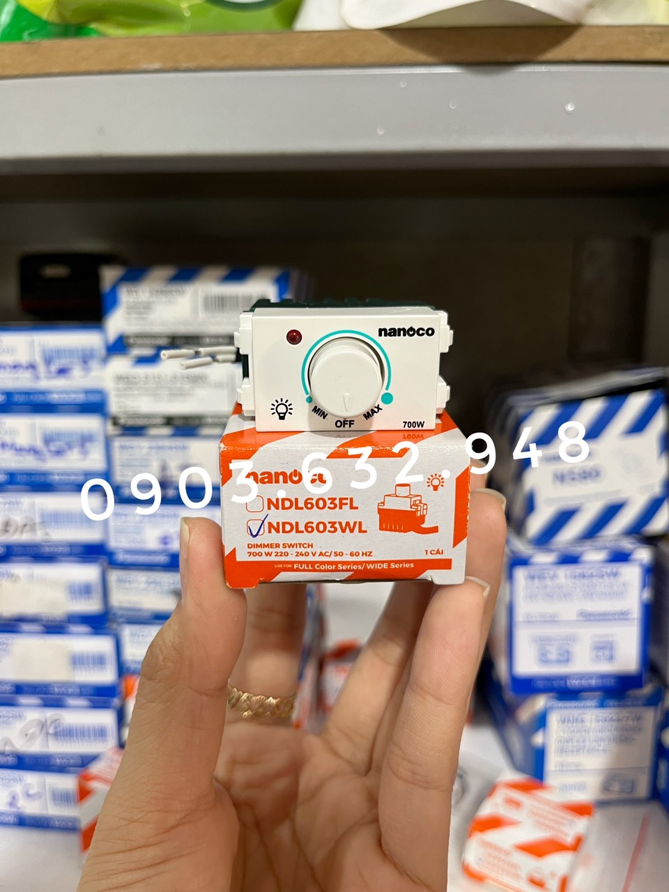Chiết áp (dimmer) quạt, đèn Nanoco hàng chính hãng.