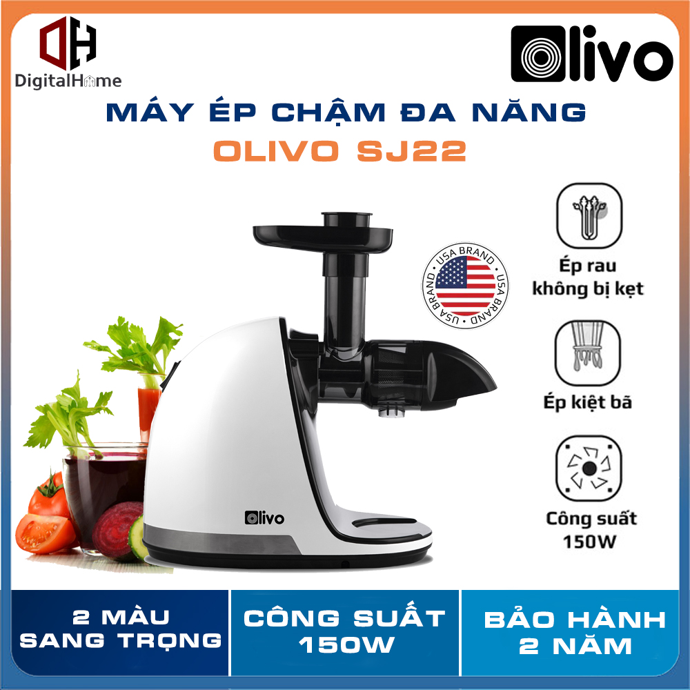 Máy ép chậm trục ngang olivo sj22, 70 vòng/phút, ép kiệt tới 98%, bảo hành chính hãng 2 năm