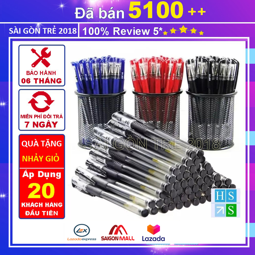 Set 100 Bút Bi Nước Xanh Đen Đỏ Nét Mực Êm [6L99]
