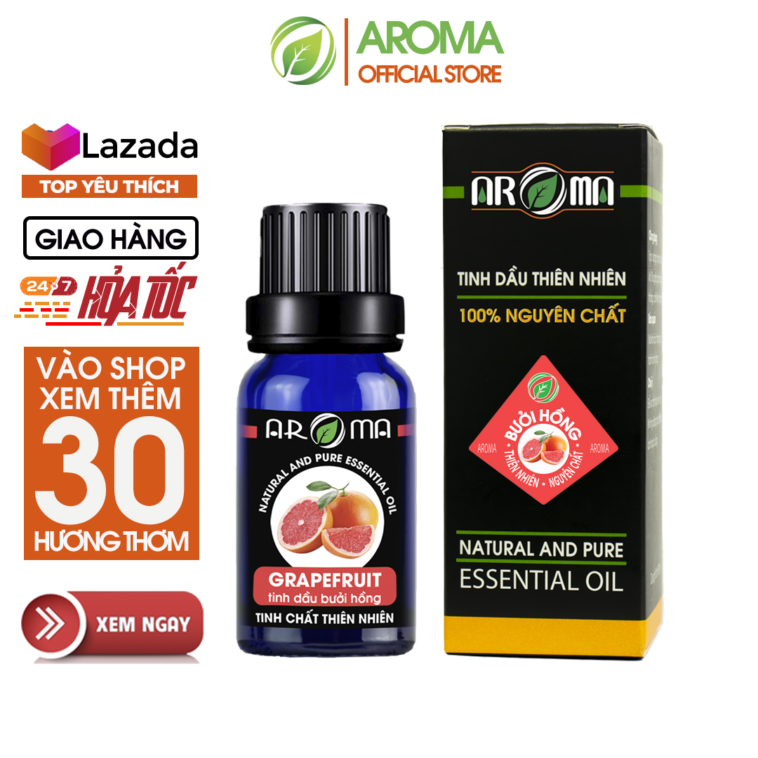 Tinh dầu Bưởi hồng AROMA Grapefruit Essential Oil, tinh dầu ướp hương thơm tóc, sạch da đầu, tinh dầu thơm phòng thư giãn