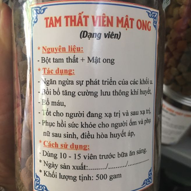 500g viên tam thất mật ong