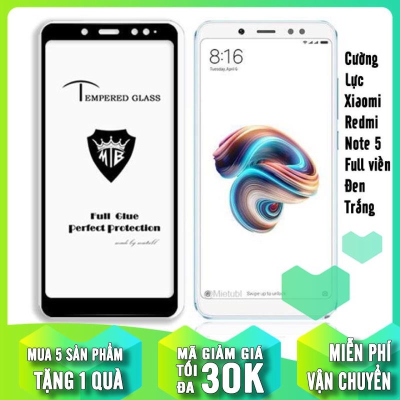 Kính cường lực 9H dành cho máy Xiaomi Redmi Note 5 Pro - Full viền Đen & Trắng