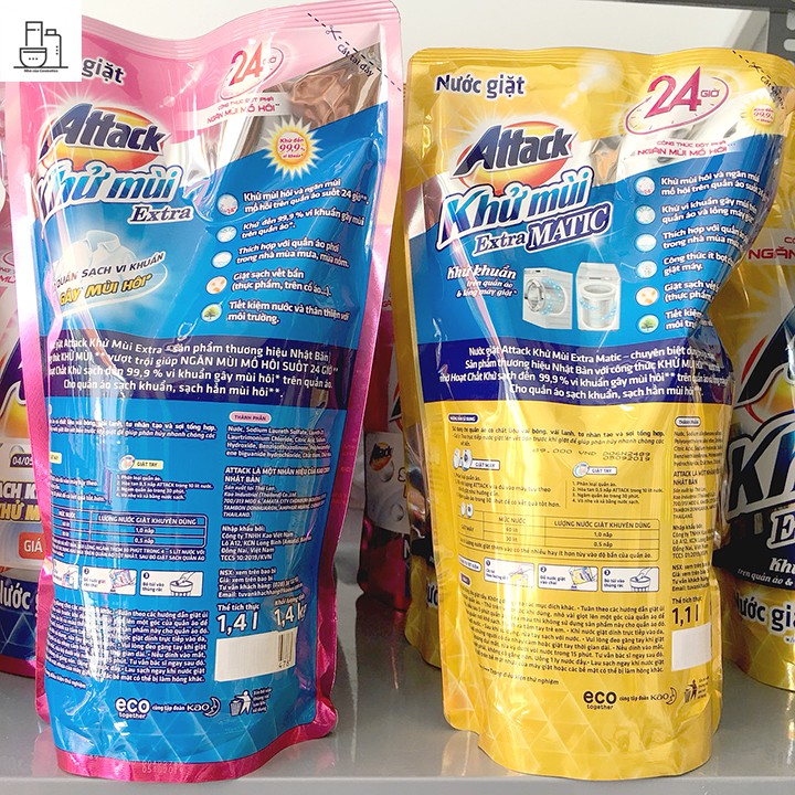 Combo 3 Túi Nước giặt quần áo ATTACK 1,4kg