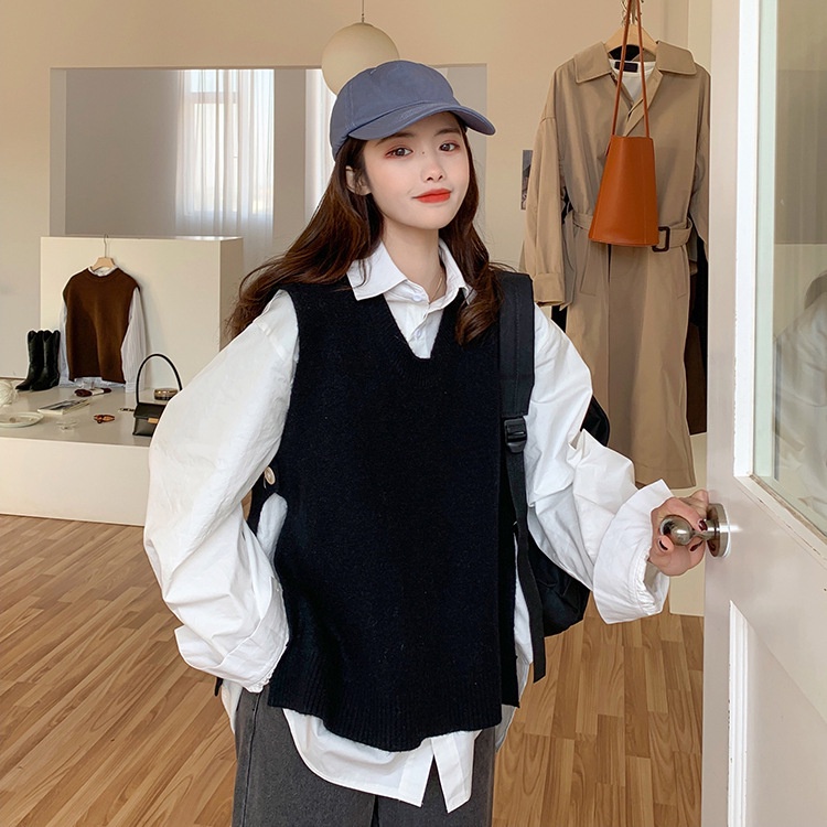 Áo gile len 2 vạt đính cúc P285