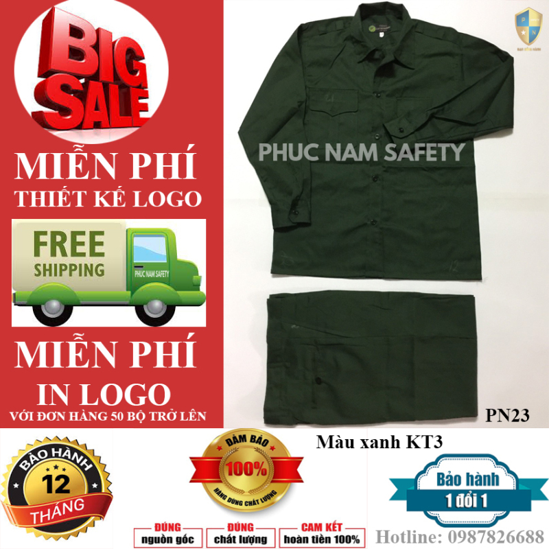 Quần áo bảo hộ lao động PN23 - màu xanh KT3, quần áo bảo hộ lao động, quần áo bảo hộ tốt, quần áo bảo hộ chất lượng, quần áo bảo hộ giá rẻ, Phuc Nam Safety