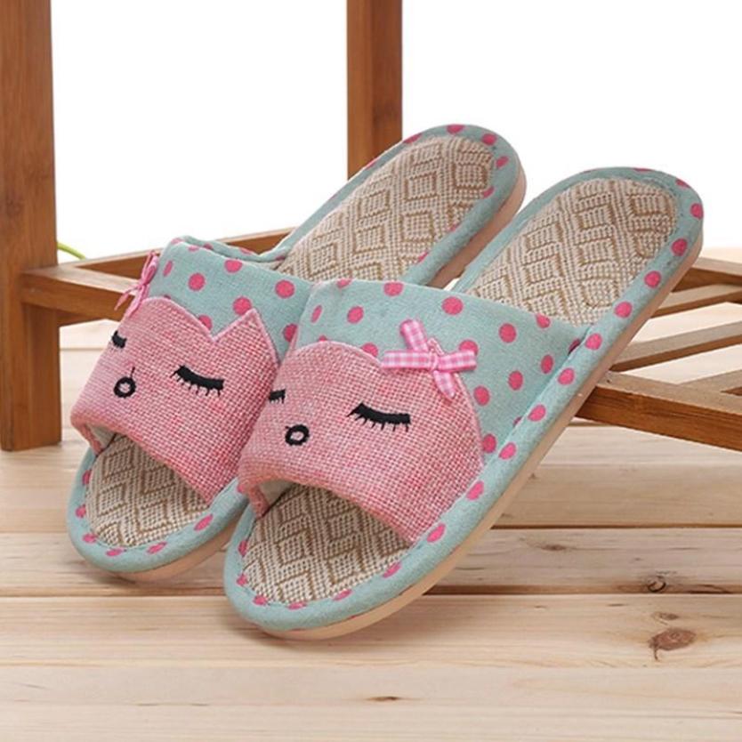 Dép Vải Nam Nữ Chất Nỉ Đi Trong Nhà Hình Thú Chấm Bi - DU6 Dép Mang trong nhà giữ ấm chân siêu bền giá rẻ giá rẻ