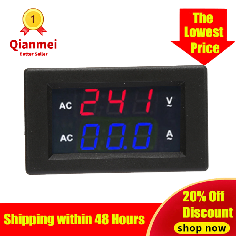 (Quality Assurance Boomboo679)LED Digital Display AC 100~300V Voltmeter 0-10A Ampere Meter