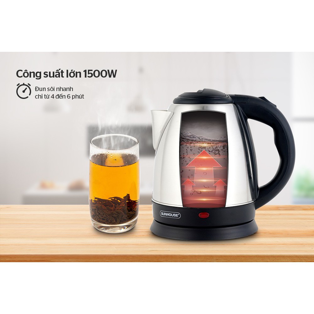 Ấm Siêu Tốc Inox Sunhouse Shd1057 1.5L