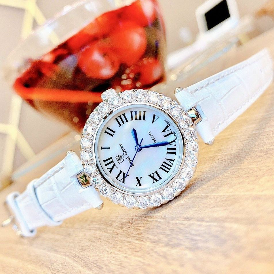 Đồng hồ nữ dây da R0yaI Cr0wn RC6305 size 30mm fullbox,Đồng hồ nữ chống nước,Đồng hồ nữ sang trọng