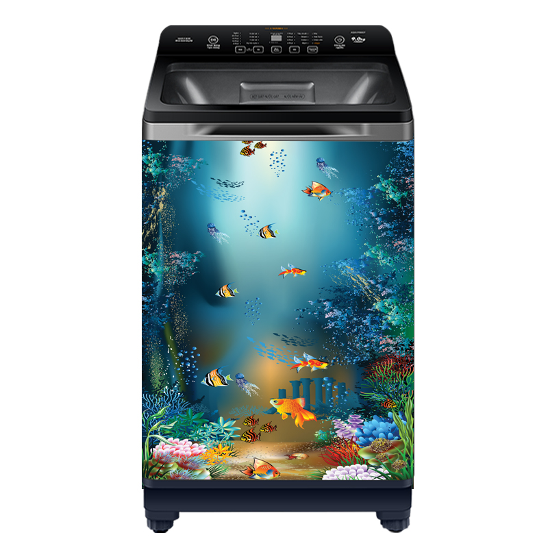 Decal dán máy giặt - Đàn cá