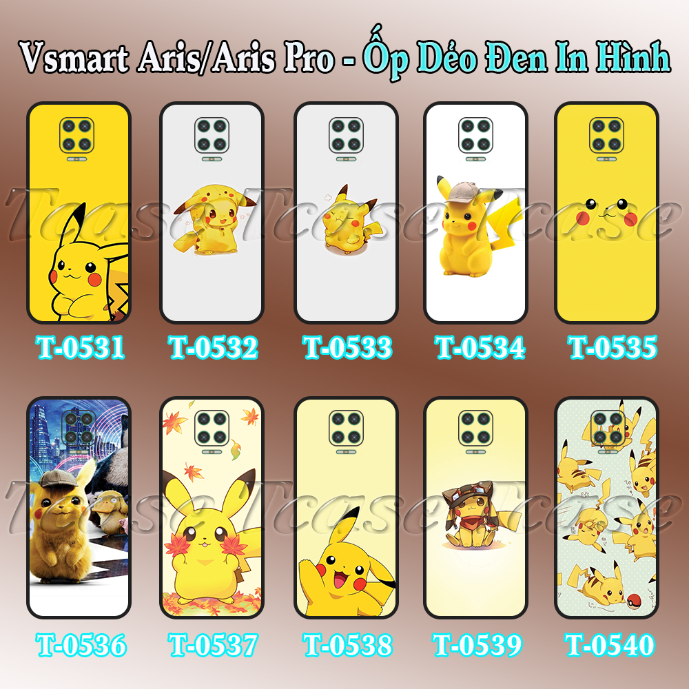 [HCM]Ốp lưng Vsmart Aris/ Aris Pro dẻo đen in hình Pikachu