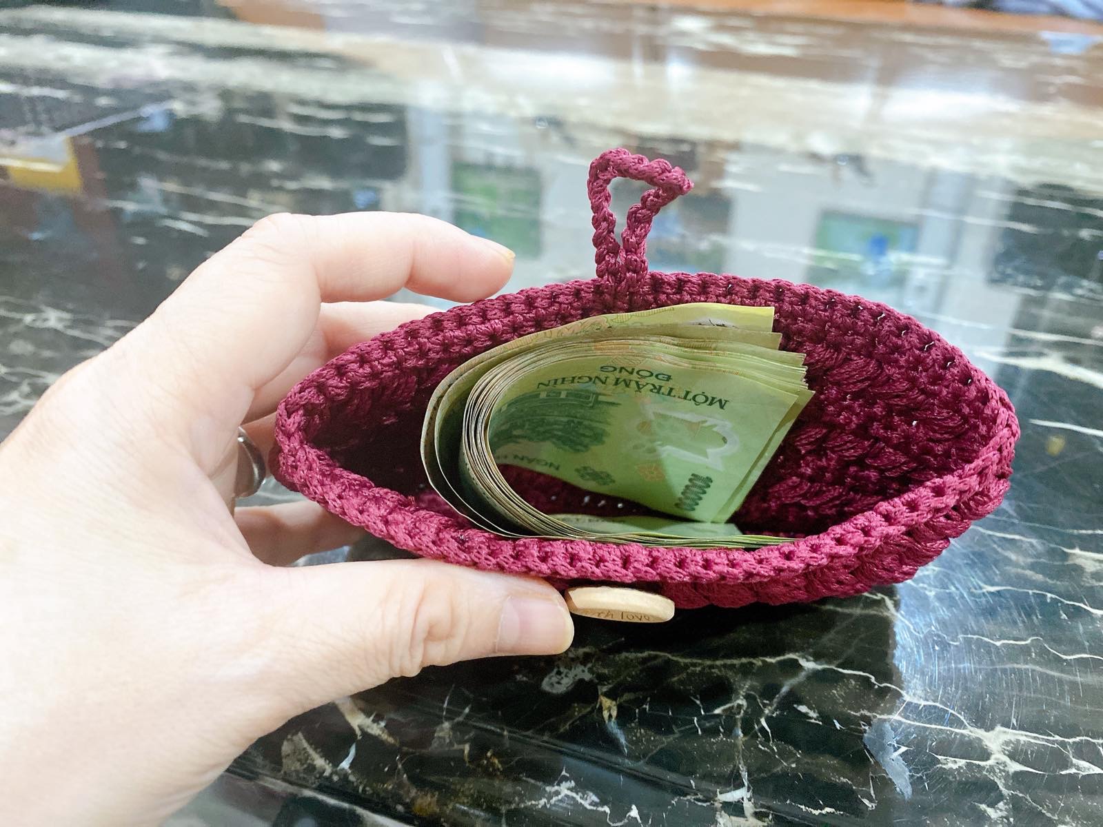 VÍ tiền handmade đan bằng sợi dệt