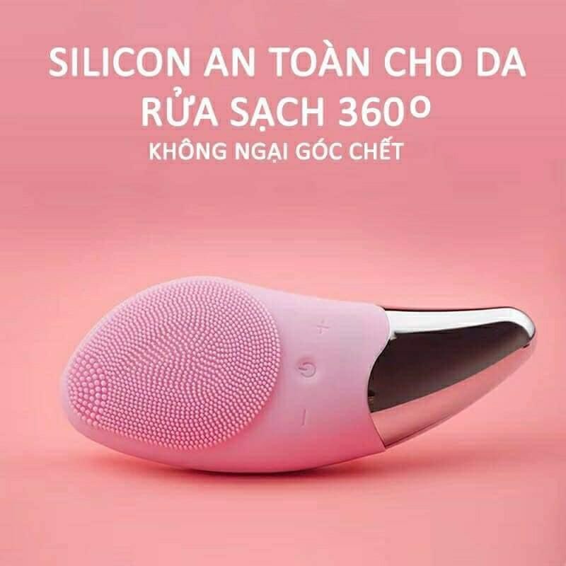 Máy Rửa Mặt Sóng Âm Ion Sonic 2in1 Silicon Làm Sạch, Massage, Nâng Cơ Mặt