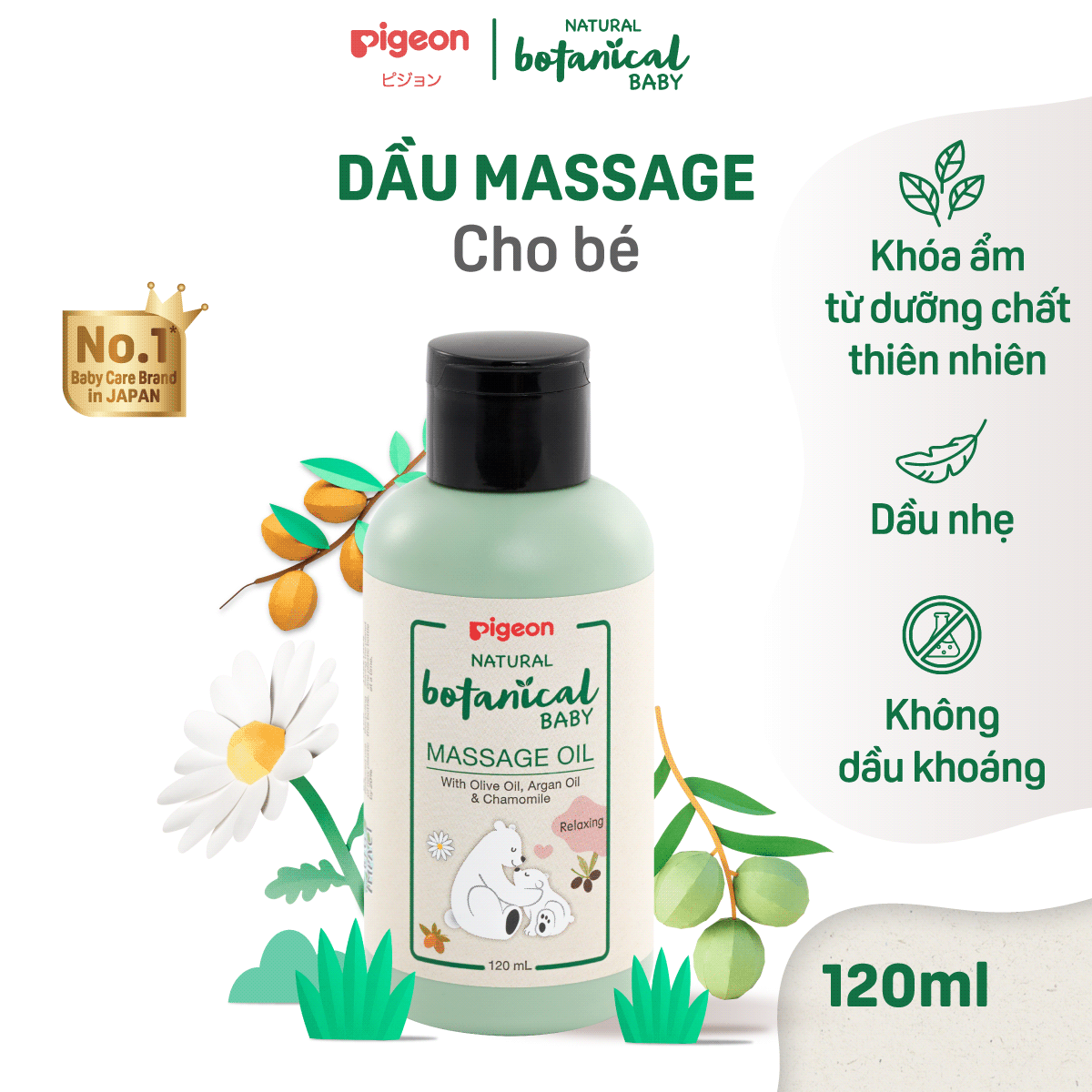 Dầu Massage Cho Bé Natural Botanical 120ml (HSD:11/2026)