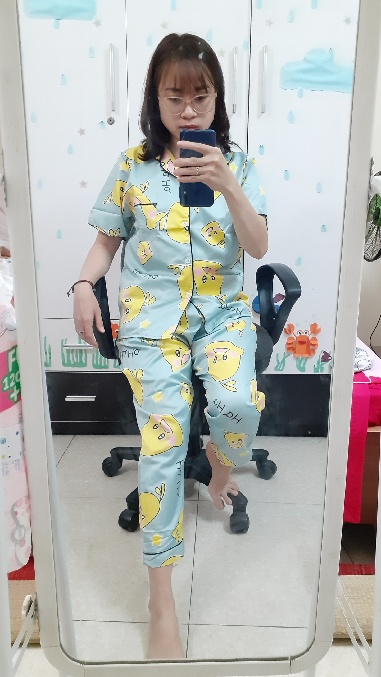 (Ib chọn mẫu) Pizama áo cộc quần dài (40~60kg tùy chiều cao)