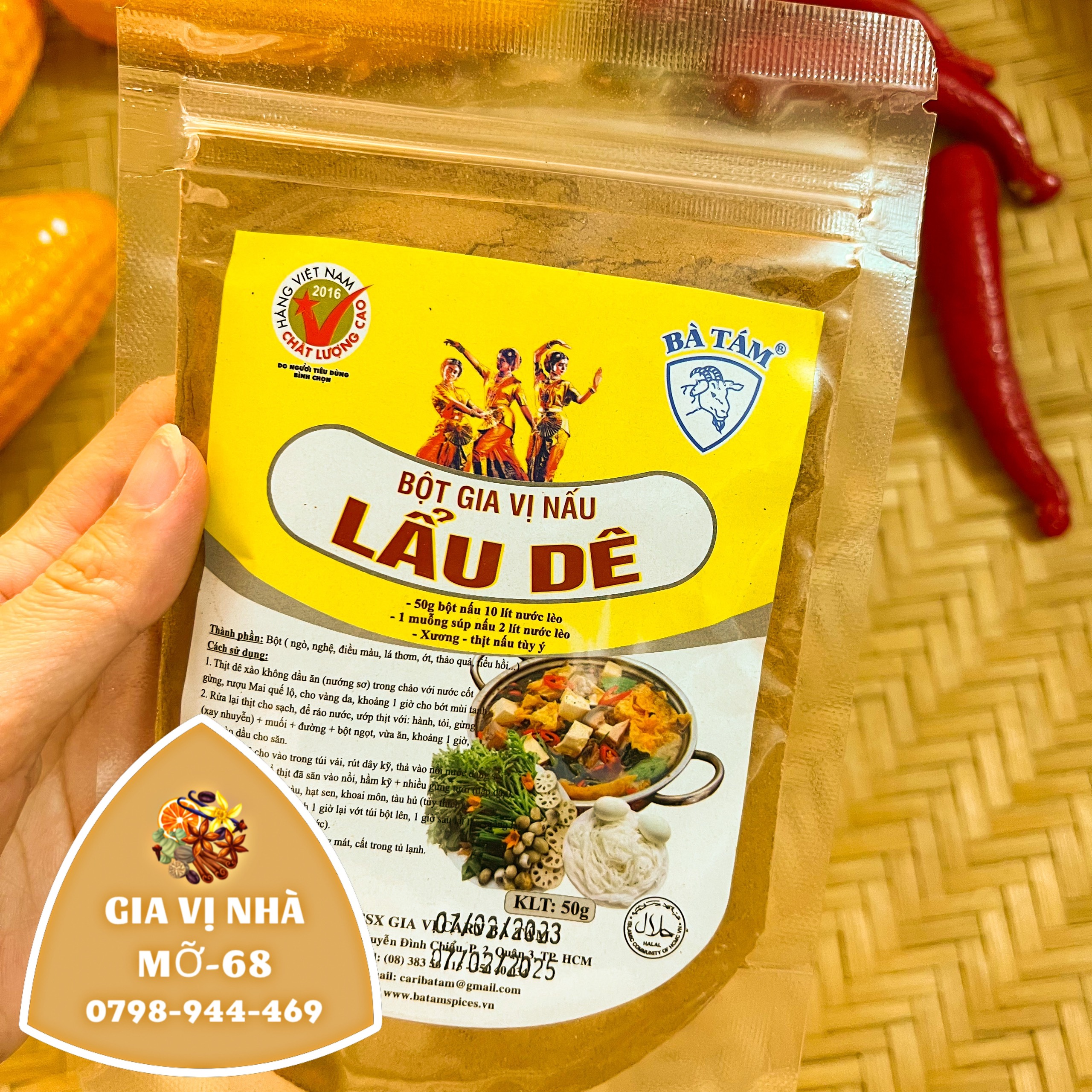 BỘT GIA VỊ LẨU DÊ HIỆU BÀ TÁM -GÓI 50GR