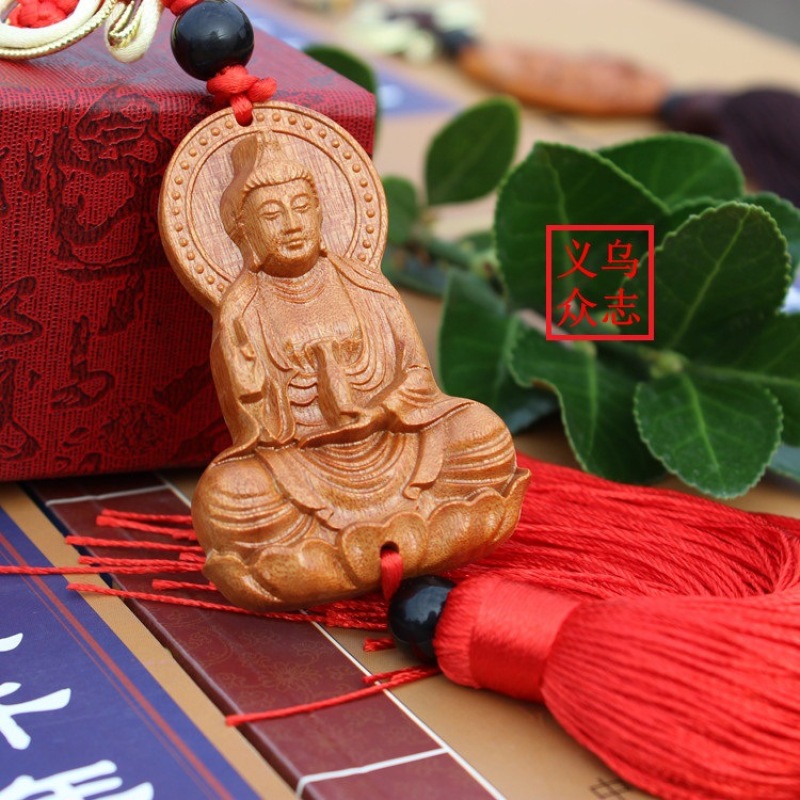 Vòng bình an tượng Đức Phật Quan Âm treo gương chiếu hậu xe ô tô ST20 (nâu )