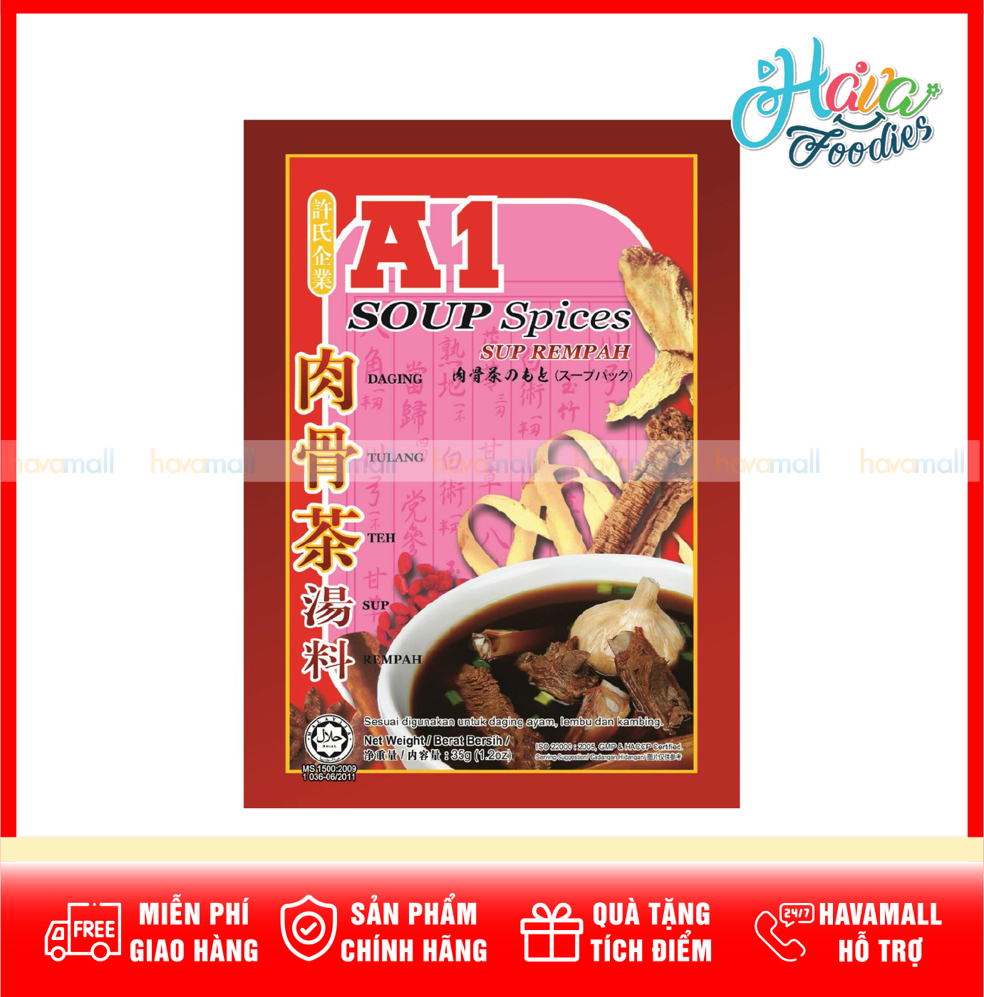 [HÀNG CÔNG TY NHẬP KHẨU] Gia Vị Súp Bak Kut Teh Hiệu A1 Gói 35g