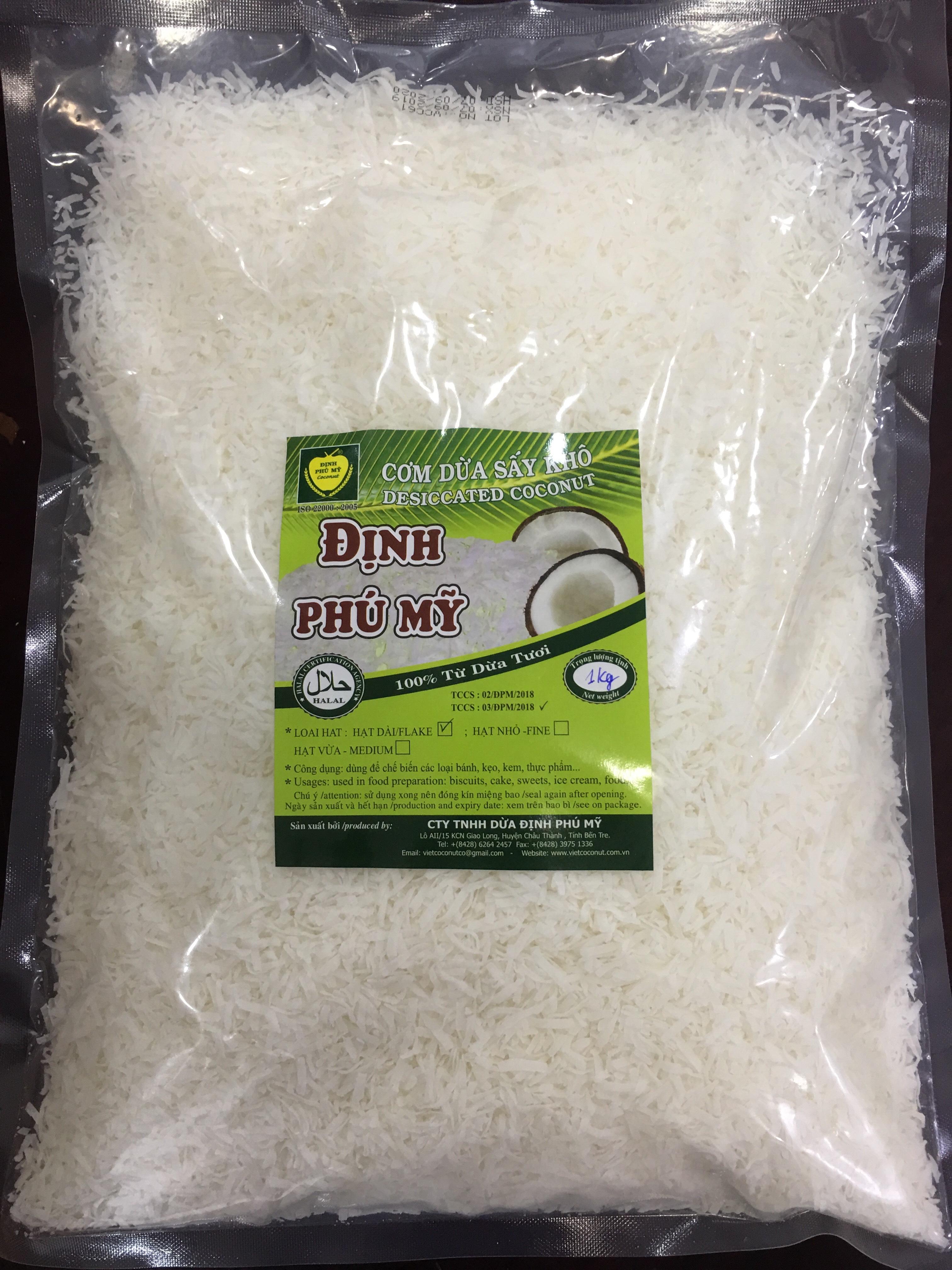 CƠM DỪA SẤY KHÔ FLAKE 1KG (HẠT SỢI)