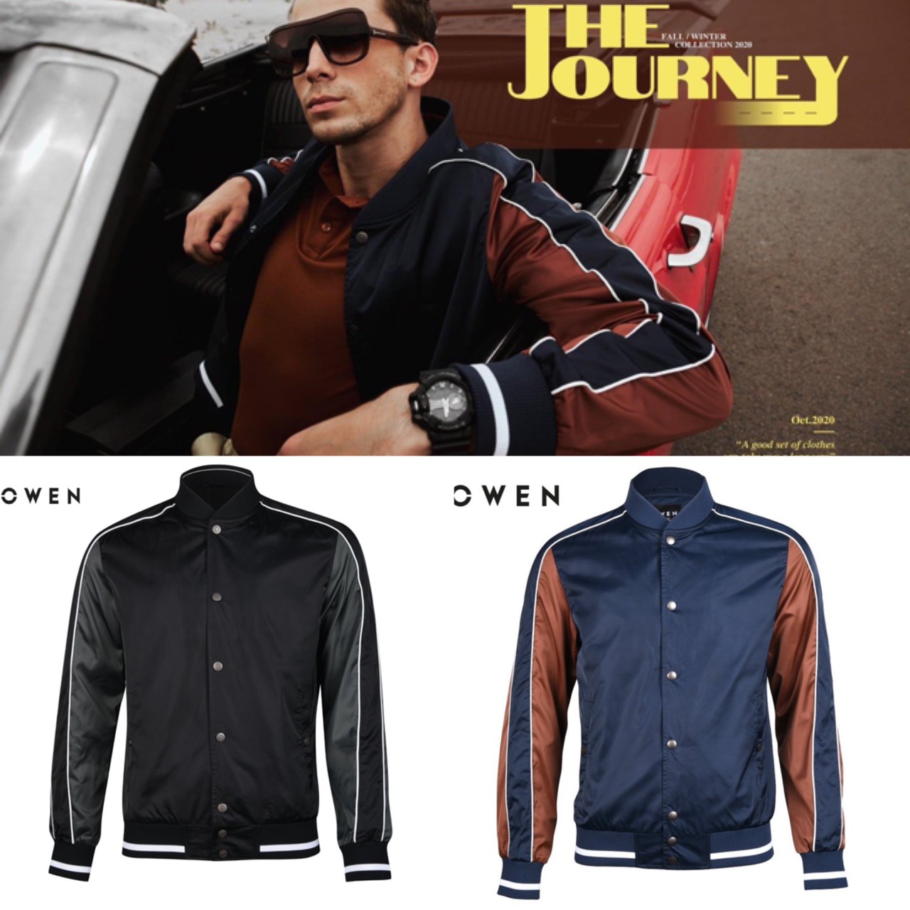 OWEN - Áo khoác gió nam 2 lớp dáng bomber