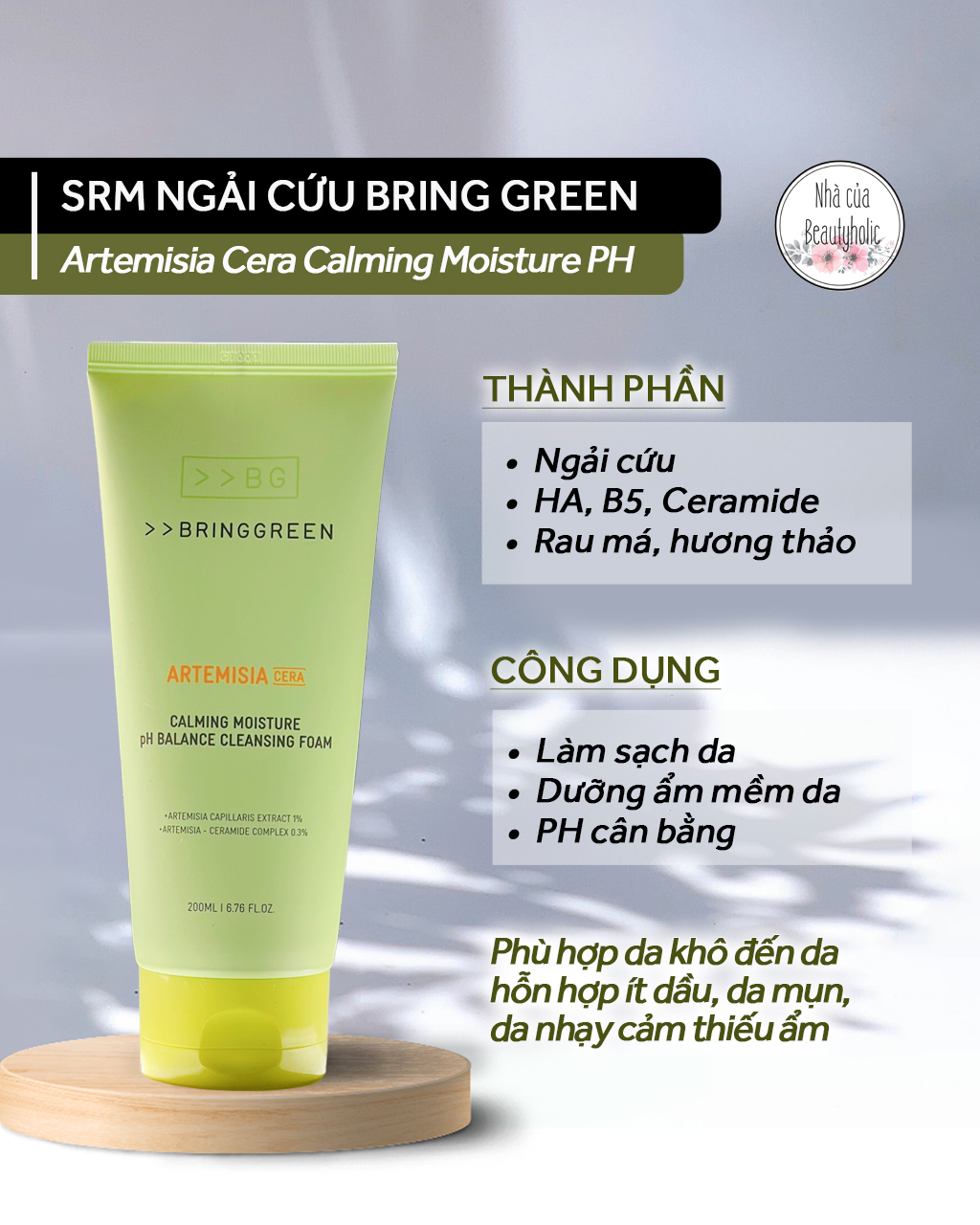 Sữa rửa mặt ngải cứu Bring Green Artemisia PH Cleasing Foam