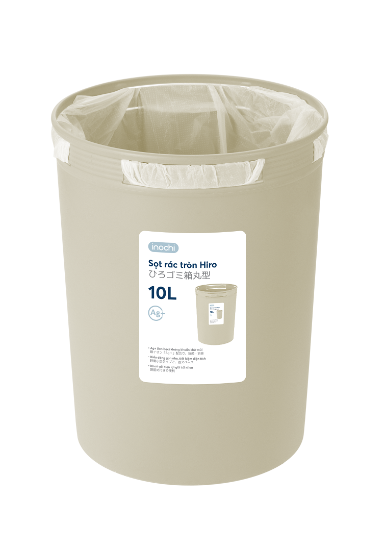 Sọt rác kháng khuẩn Hiro 10L,15L hàng xuất Nhật Bản, Nhựa PP nguyên sinh khử mùi