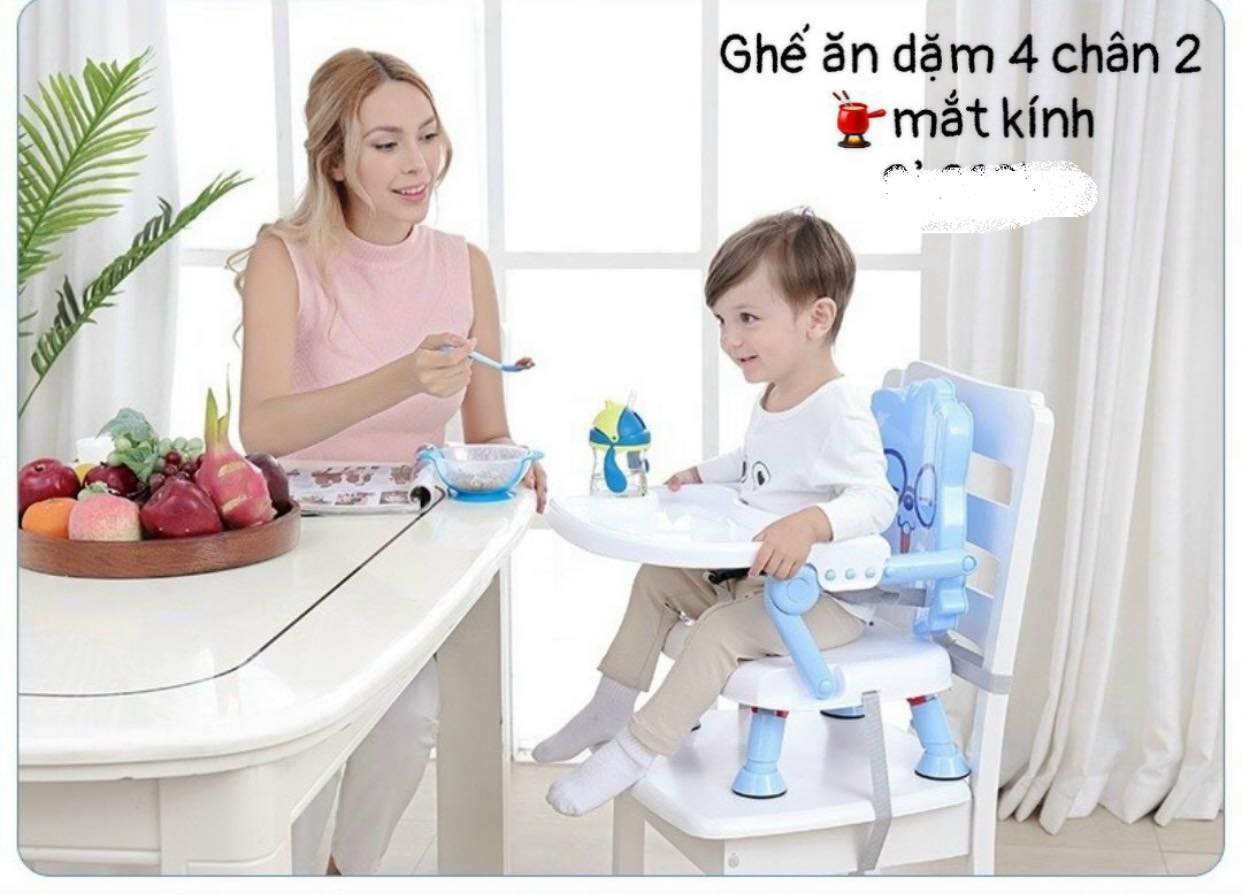 Ghế ăn dặm điều chỉnh độ cao gấp gọn có đai an toàn