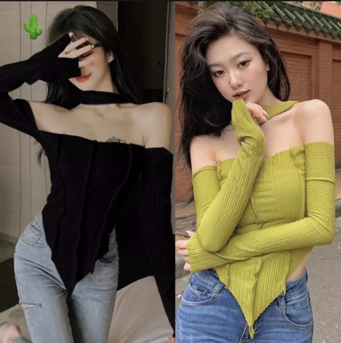 Áo ông t bẹt vai à nhọn chocker cổ siêu xinhi nhiều màu