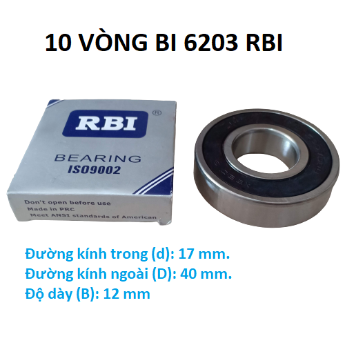10 vòng bi 6203 RBI chất lượng cao