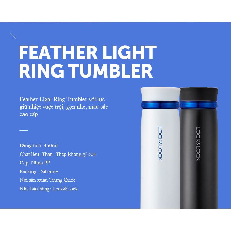 Bình Giữ Nhiệt Lock&Lock Feather Light LHC4131BKB (450ml)