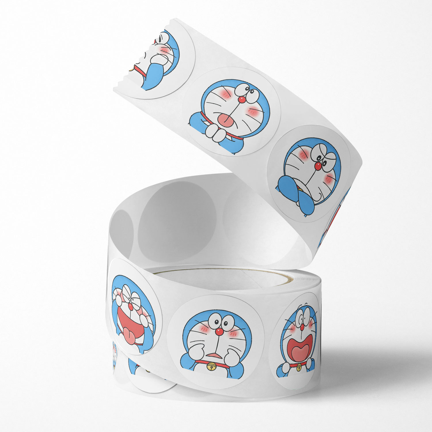 Cuộn 500 tem Sticker Mèo Máy Xanh dễ thương cho bé - 2.5cm