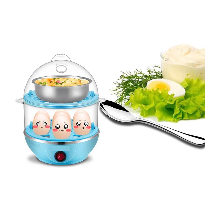 Máy hấp trứng, hấp thức ăn 2 tầng tiện lợi Mini EGG (Trắng) KL109