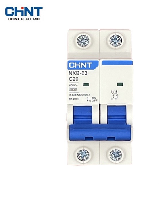 Aptomat mcb 2 pha hãng chint nxb-63 6a, 10a, 16a, 25a, 32a, 40a, 50a, 63a dòng cắt 6ka